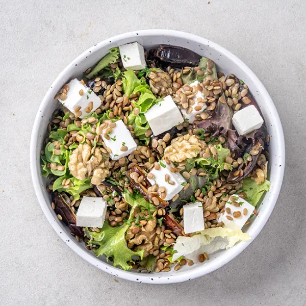 Lentil Salad With Walnut, Dates & Feta